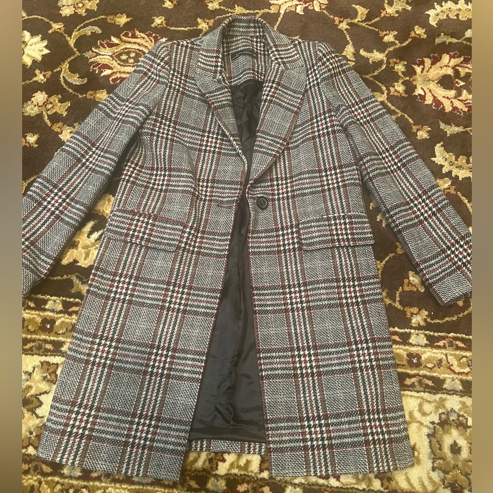 Zara Gray Plaid Coat